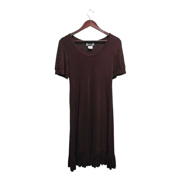 short sleeve burgundy dress.  Stretchy.  By Slinky Brand.  Size Small - Picture 1 of 3